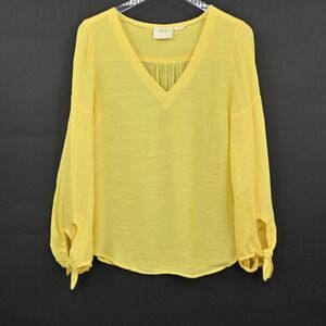 Anthropologie Maeve Womens Verona Top Size‎ M Yellow Peasant Cottagecore Blouse